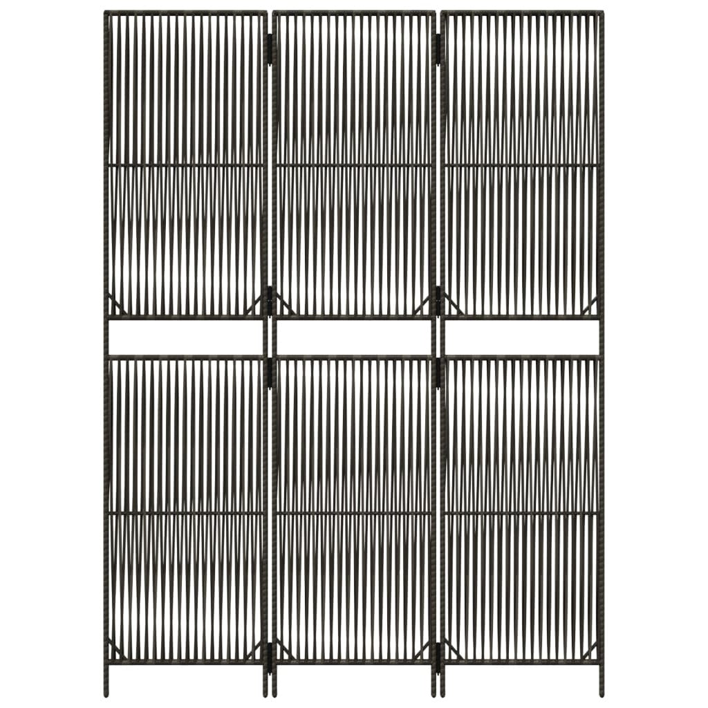 Room Divider 3 Panels Gray Poly Rattan