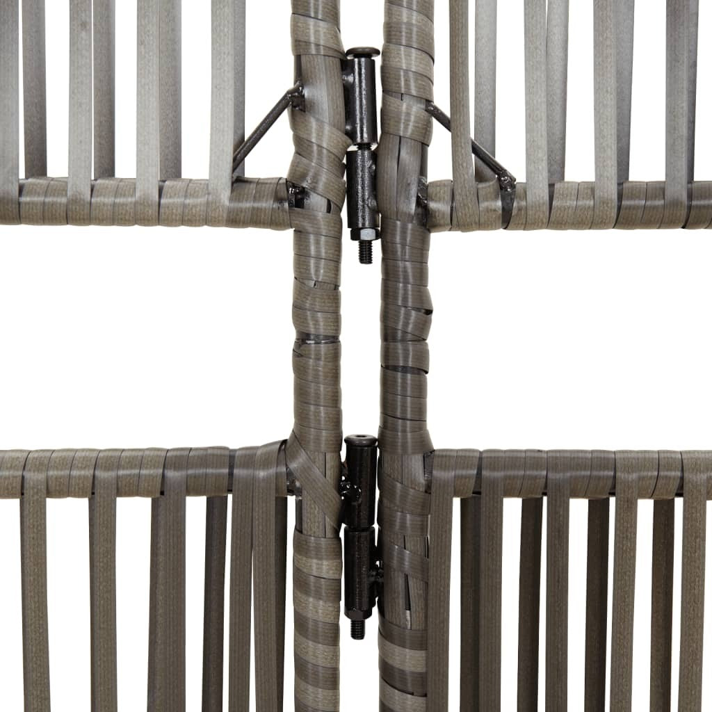Room Divider 3 Panels Gray Poly Rattan