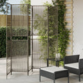 Room Divider 6 Panels Gray Poly Rattan