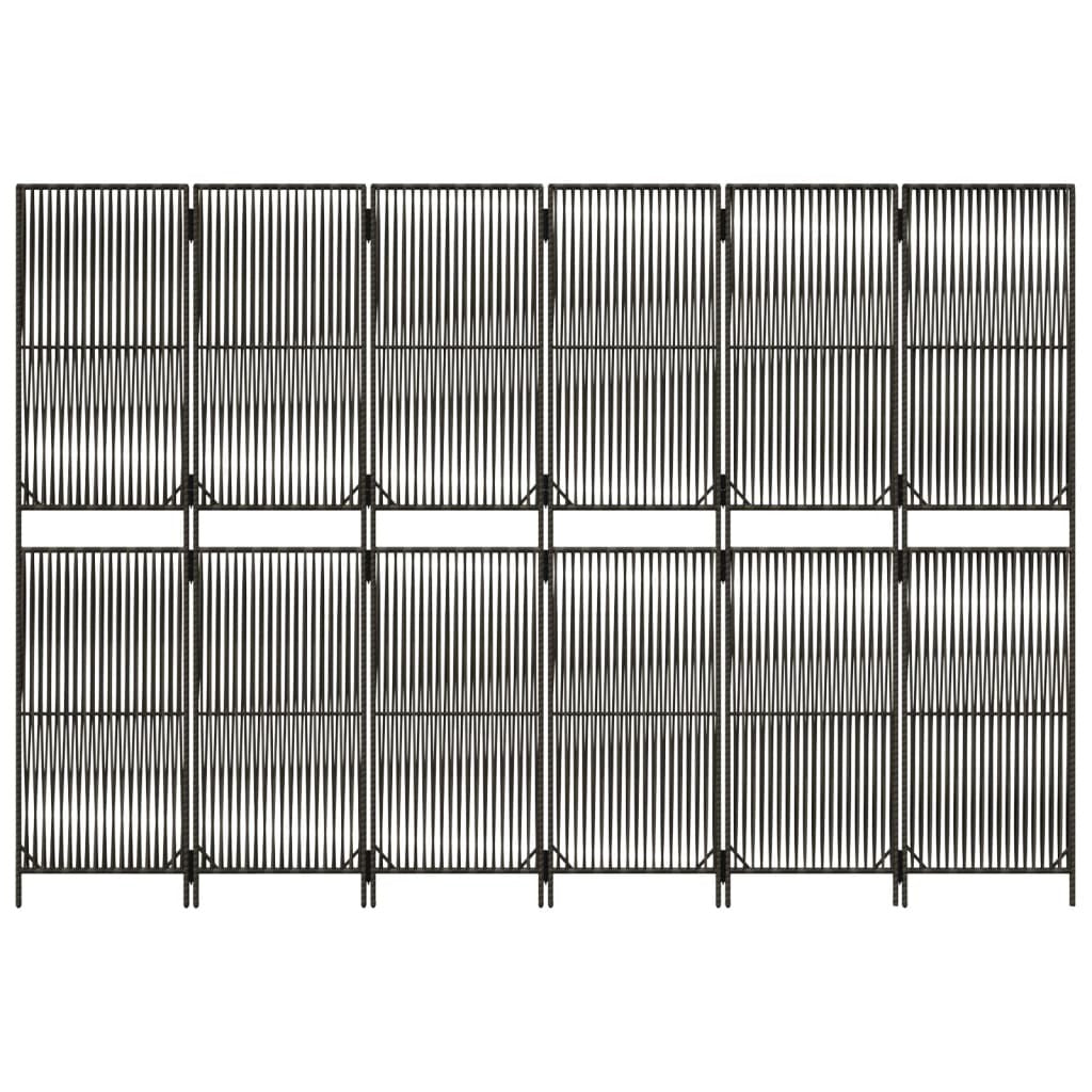 Room Divider 6 Panels Gray Poly Rattan