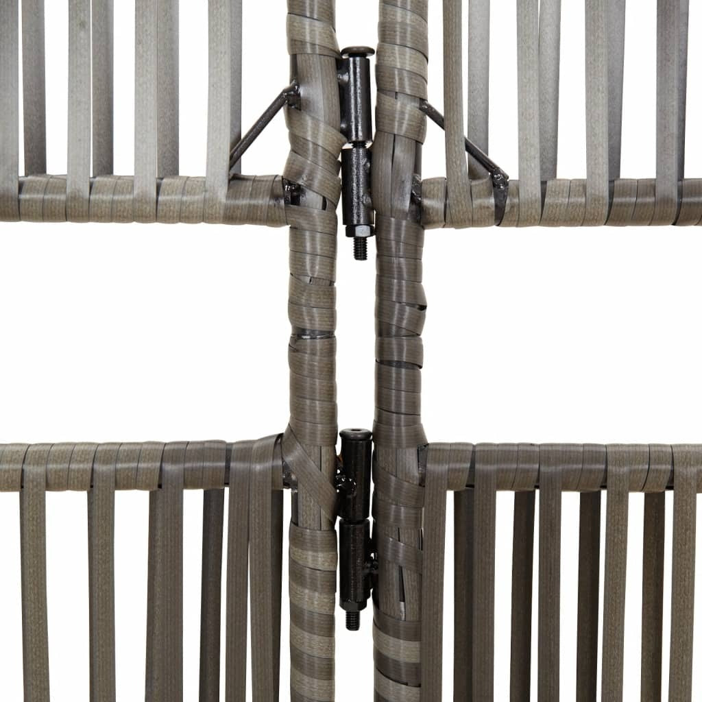 Room Divider 6 Panels Gray Poly Rattan