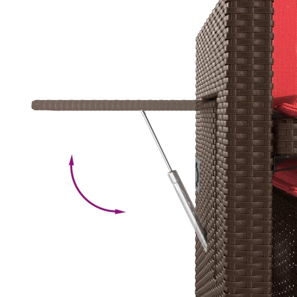 Reclining Patio Bench with Cushions Brown Poly Rattan