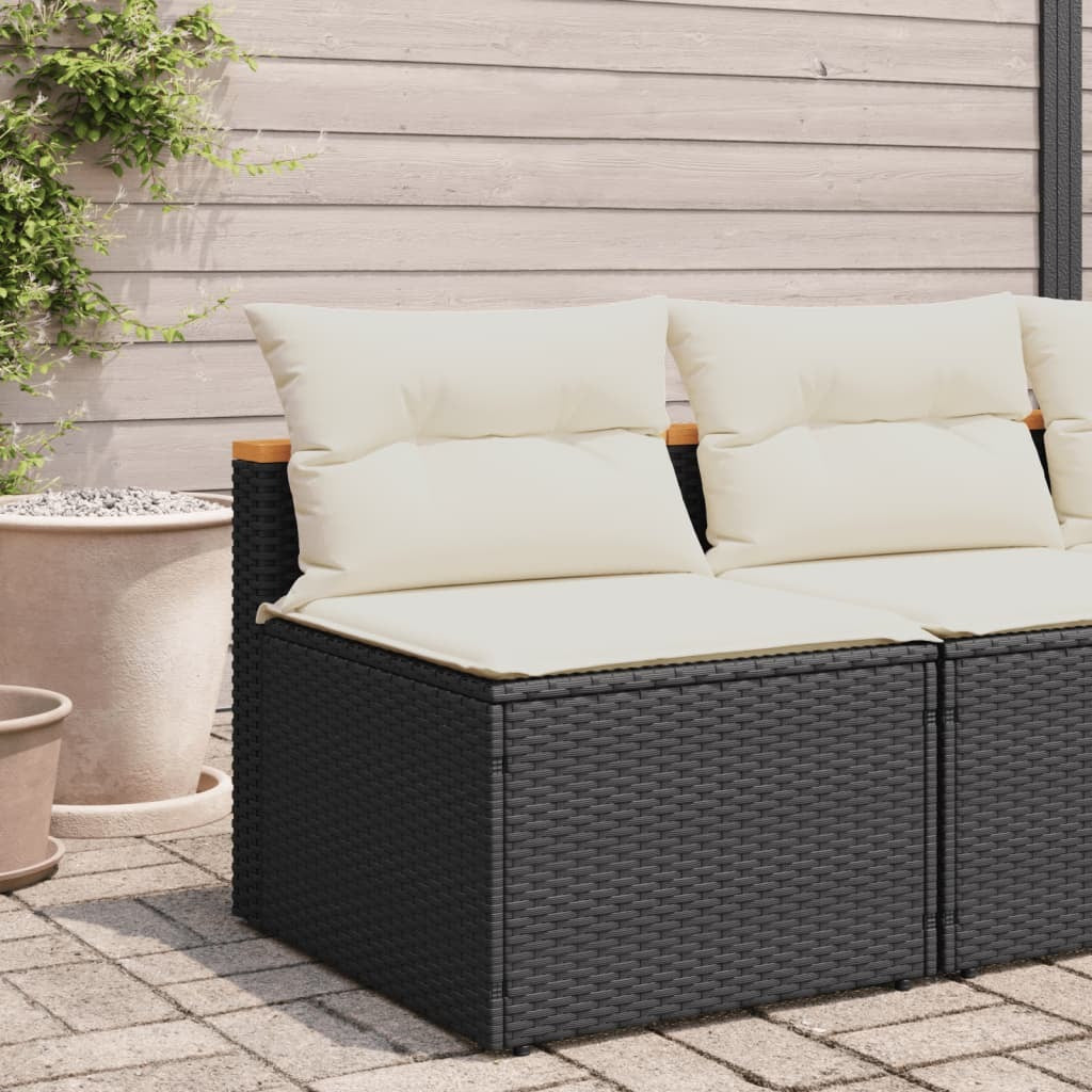Patio Sofas Armless with Cushions 2 pcs Black Poly Rattan