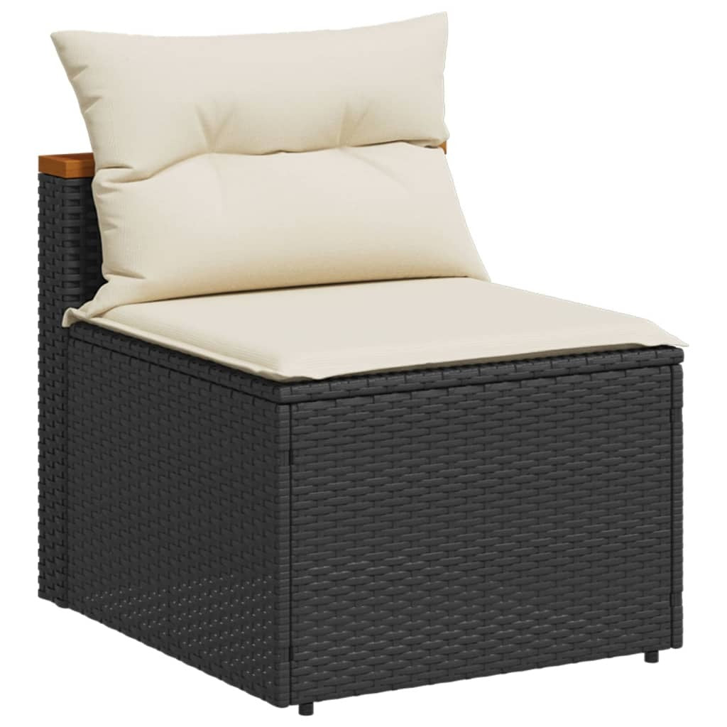 Patio Sofas Armless with Cushions 2 pcs Black Poly Rattan