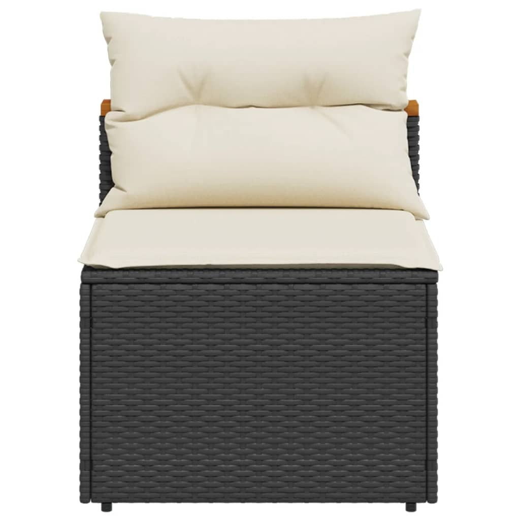 Patio Sofas Armless with Cushions 2 pcs Black Poly Rattan