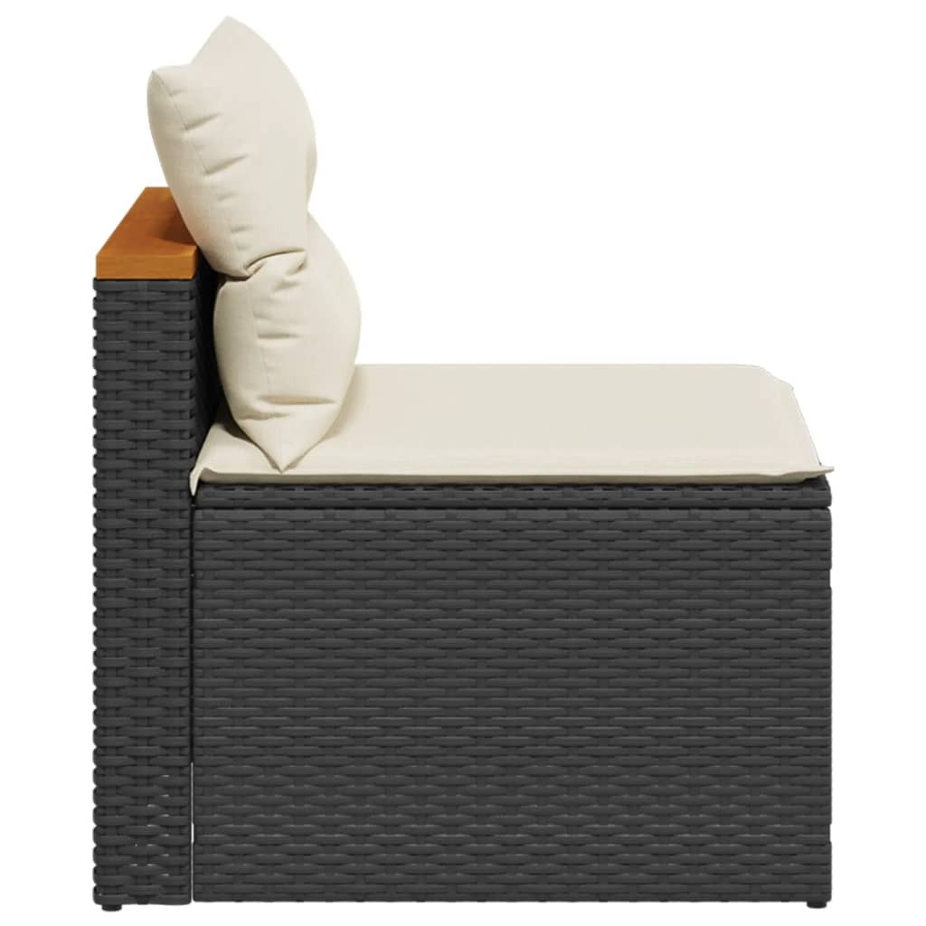 Patio Sofas Armless with Cushions 2 pcs Black Poly Rattan