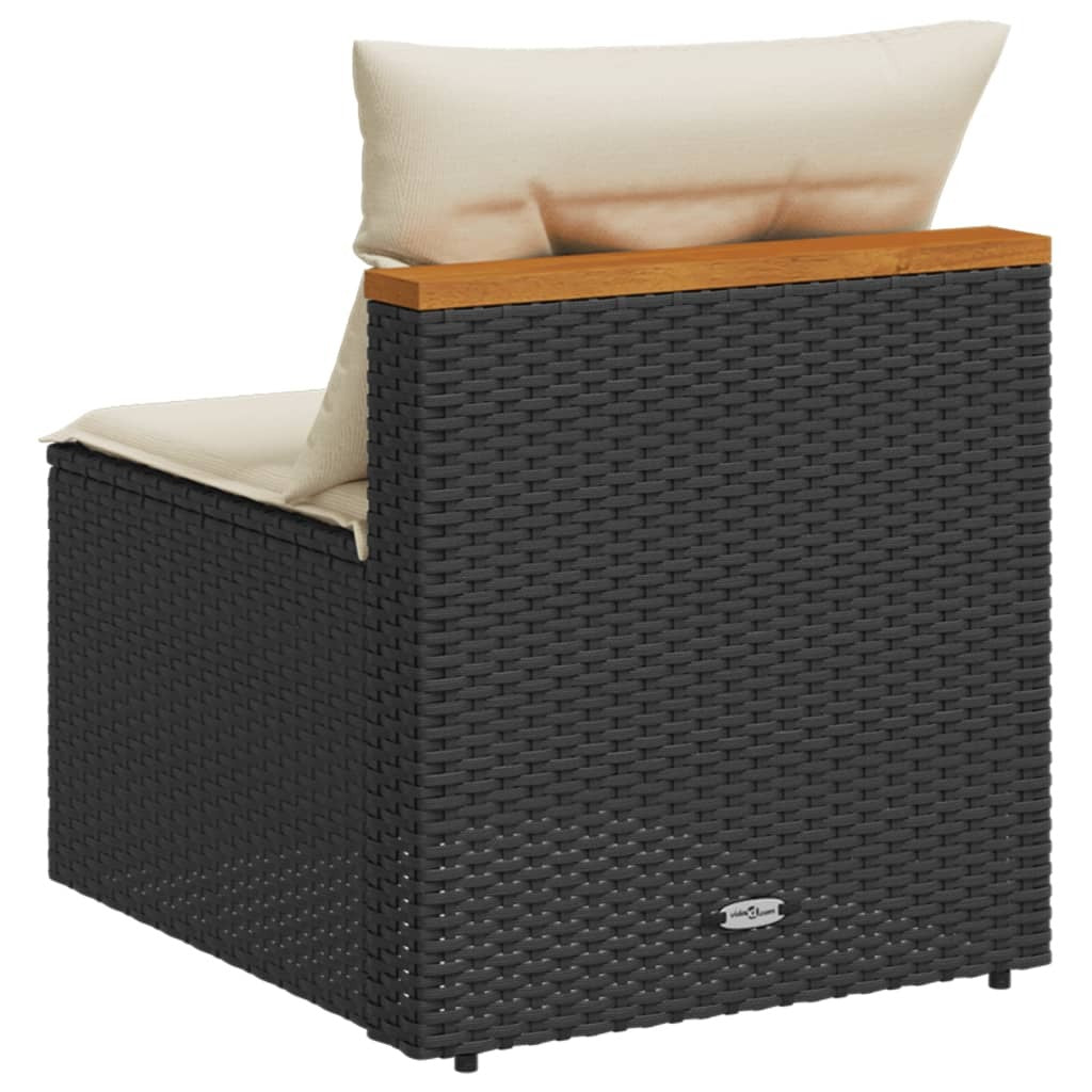 Patio Sofas Armless with Cushions 2 pcs Black Poly Rattan