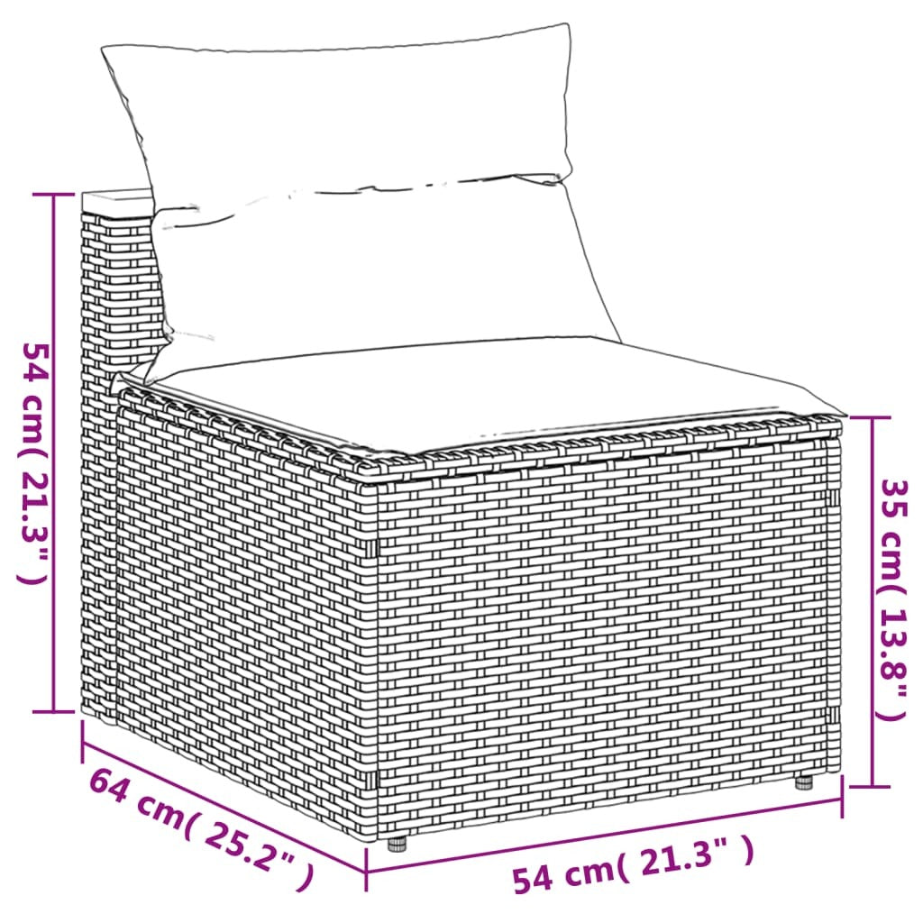 Patio Sofas Armless with Cushions 2 pcs Black Poly Rattan