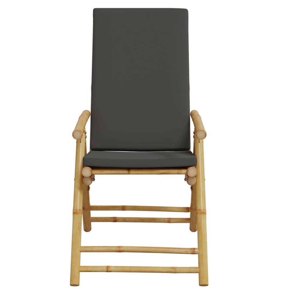 Folding Patio Reclining Chairs 2 pcs with Cushions Bamboo