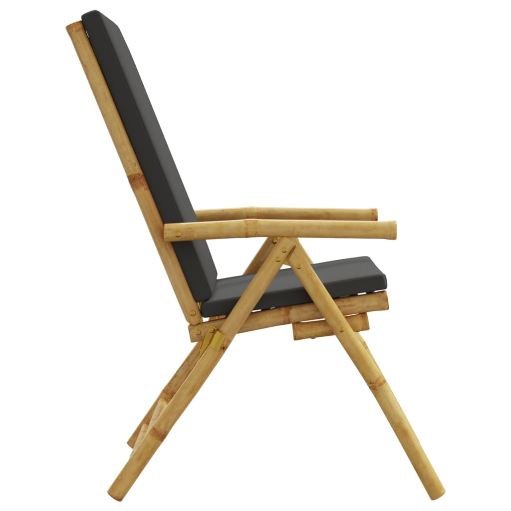 Folding Patio Reclining Chairs 2 pcs with Cushions Bamboo