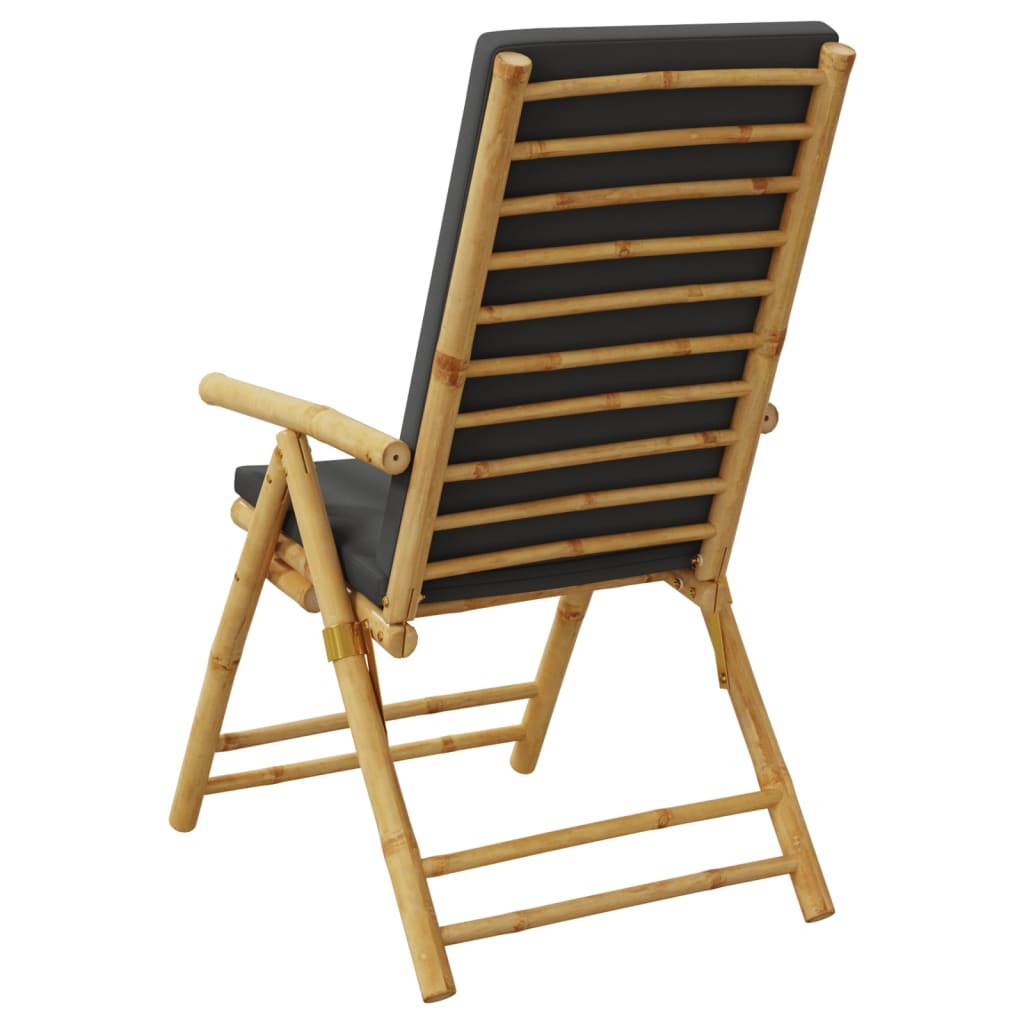 Folding Patio Reclining Chairs 2 pcs with Cushions Bamboo