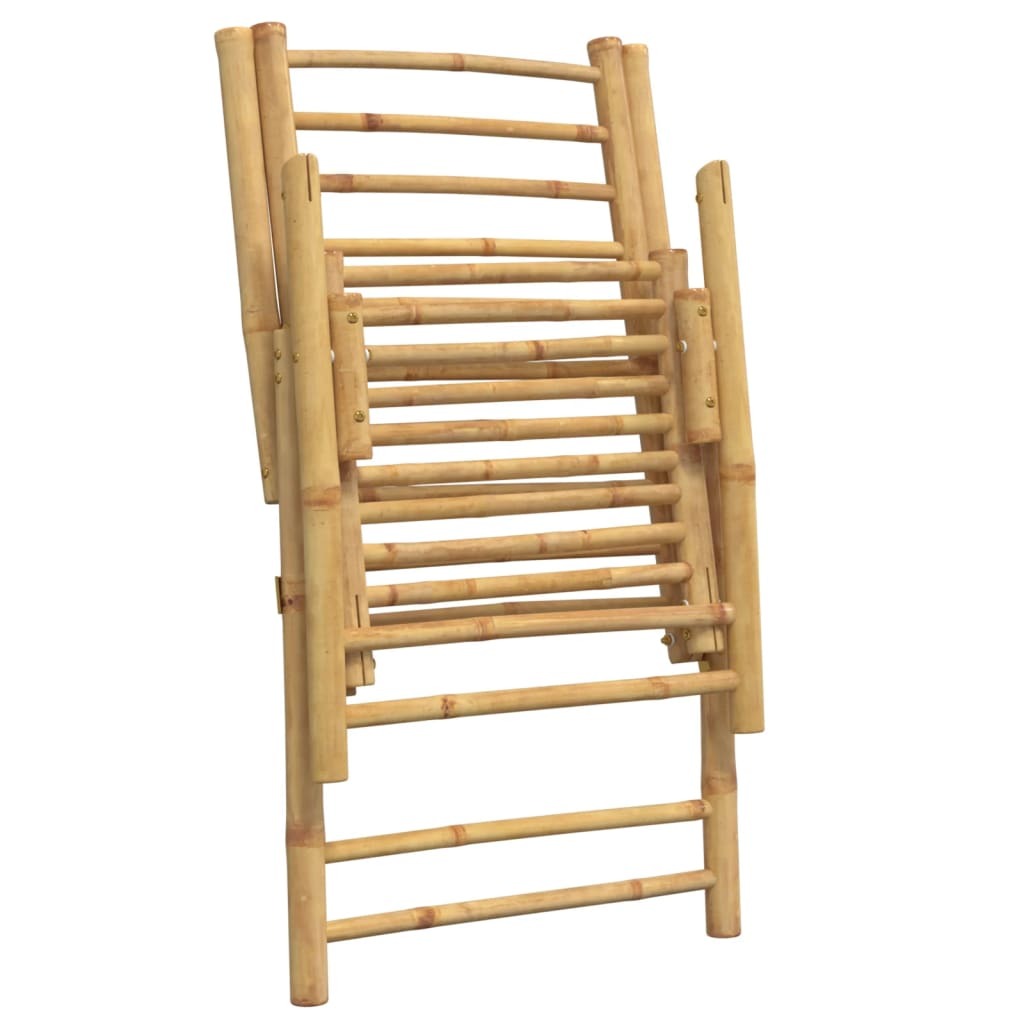 Folding Patio Reclining Chairs 2 pcs with Cushions Bamboo