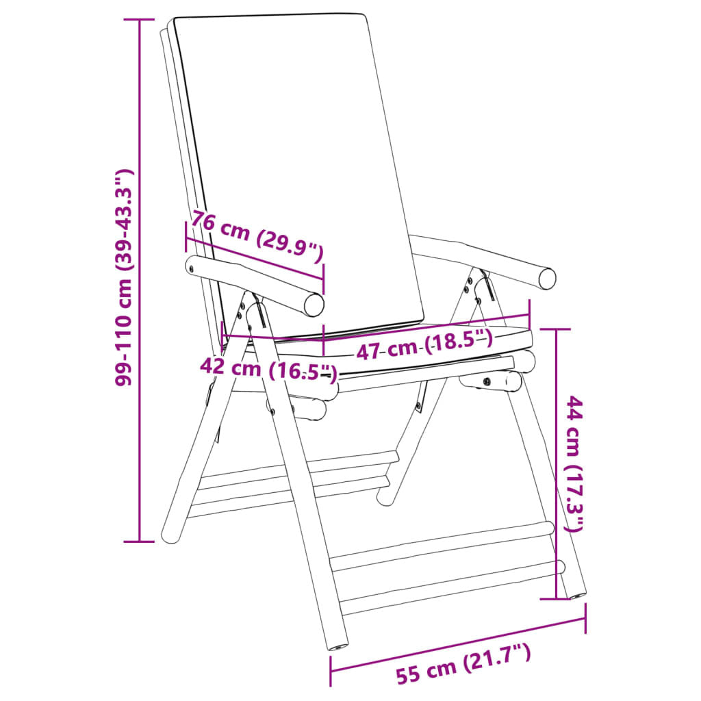 Folding Patio Reclining Chairs 2 pcs with Cushions Bamboo