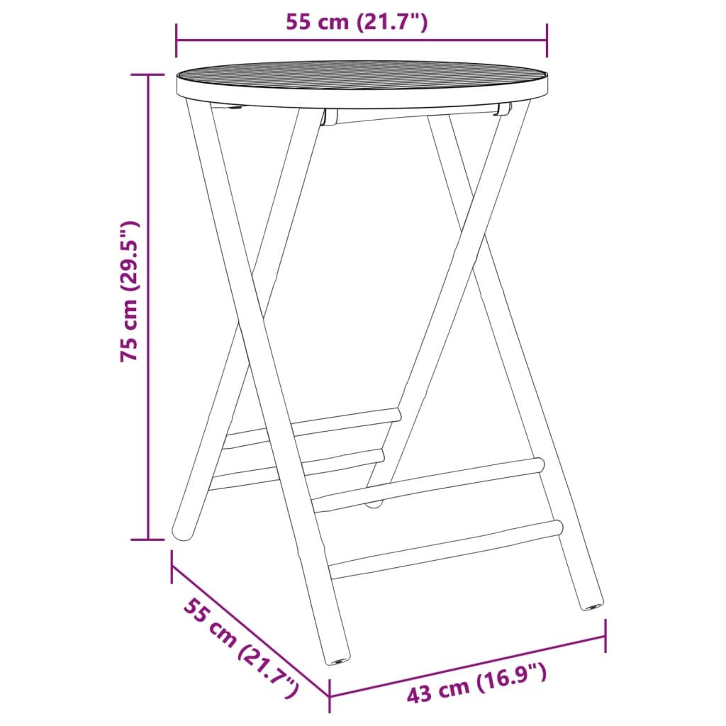 Folding Patio Table 21.7"x29.5" Bamboo