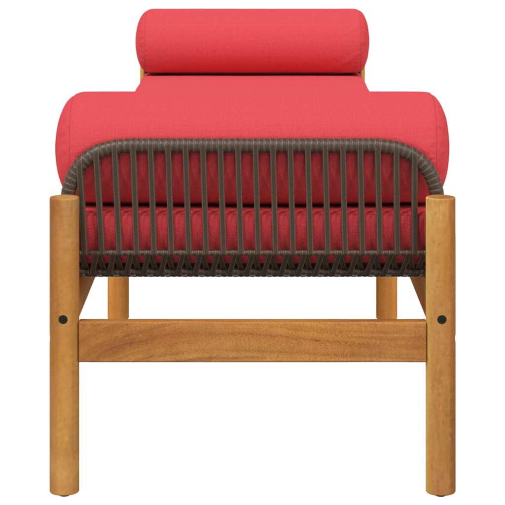 Patio Bench with Cushion Brown Poly Rattan Acacia
