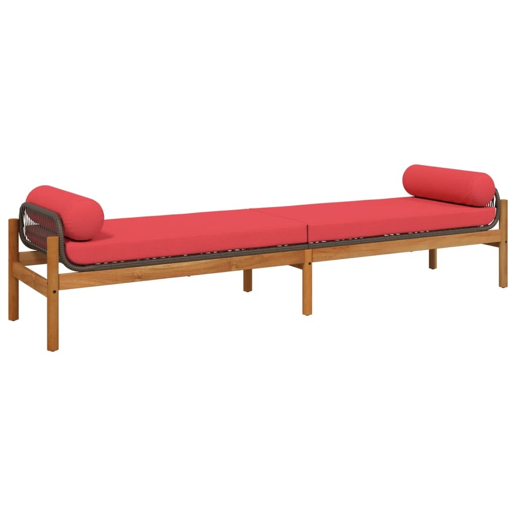 Patio Bench with Cushion Brown Poly Rattan Acacia