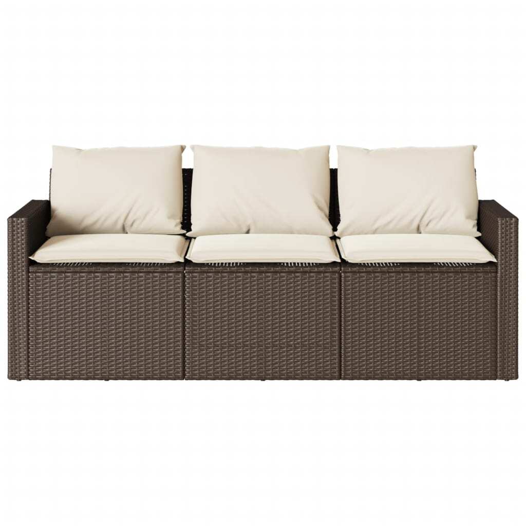 2 Piece Patio Dining Set with Cushions Brown Poly Rattan