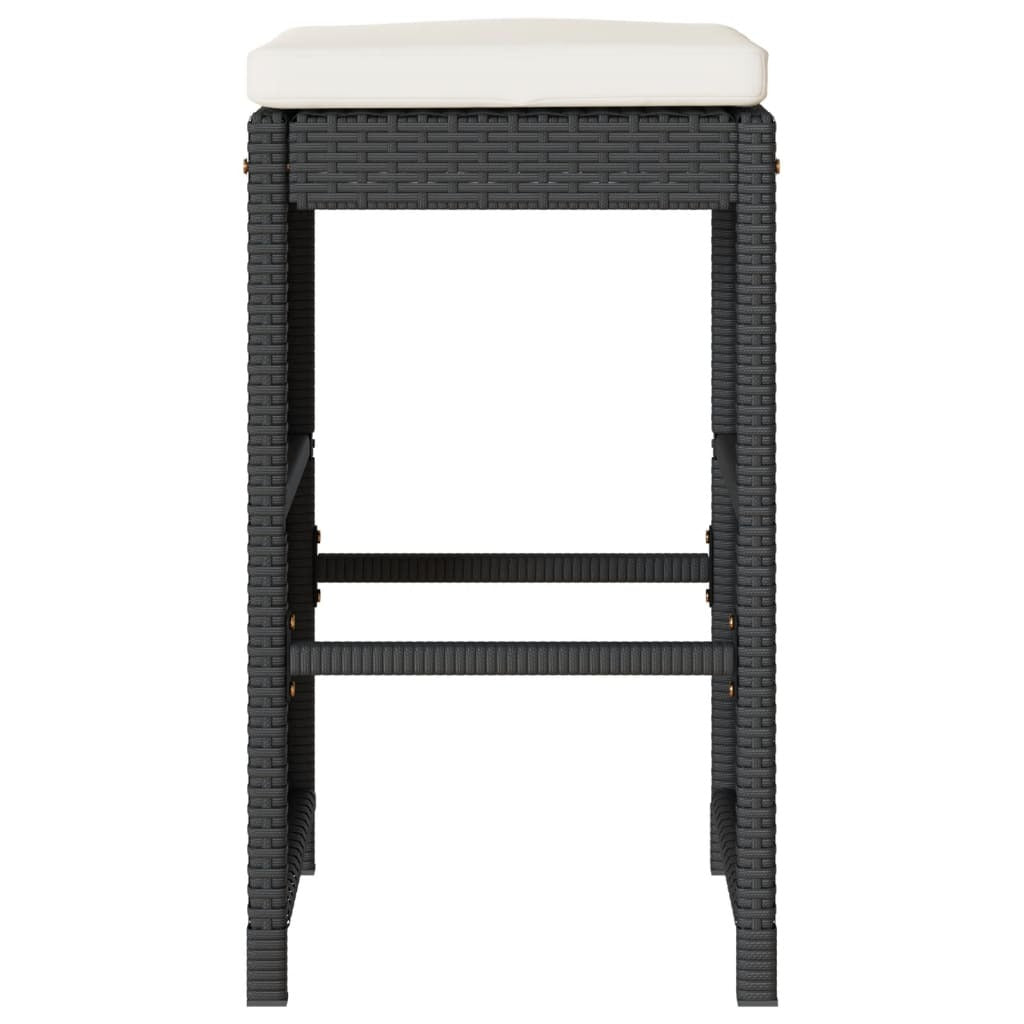 Patio Bar Stools with Cushions 6 pcs Black Poly Rattan