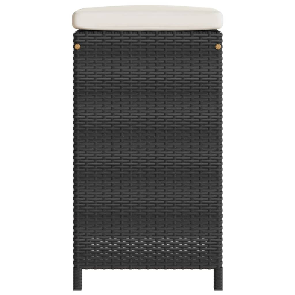 Patio Bar Stools with Cushions 6 pcs Black Poly Rattan