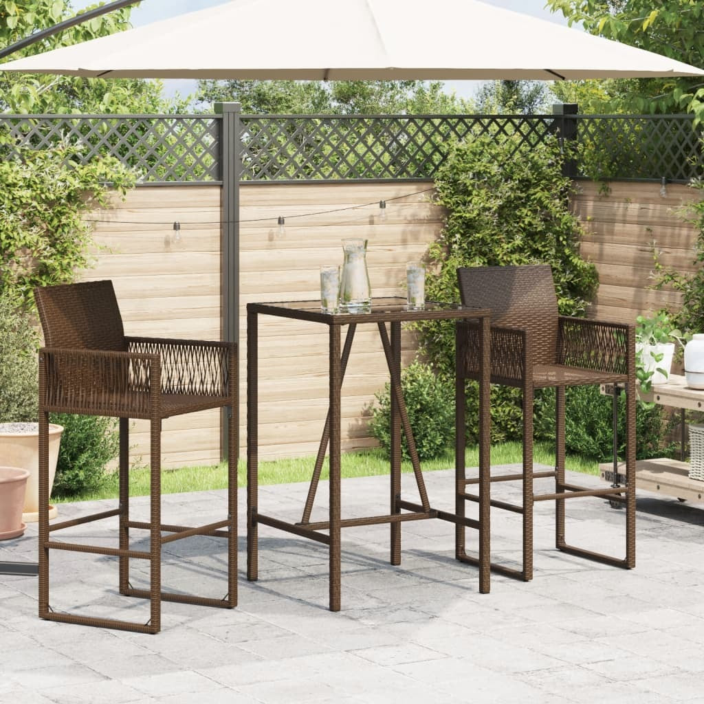 Outdoor Bar Table Brown 27.6"x27.6"x43.3" Poly Rattan