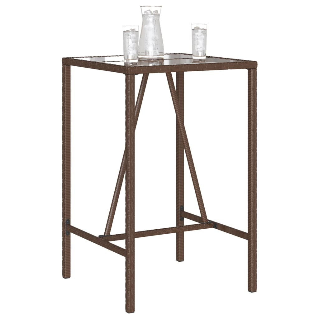 Outdoor Bar Table Brown 27.6"x27.6"x43.3" Poly Rattan