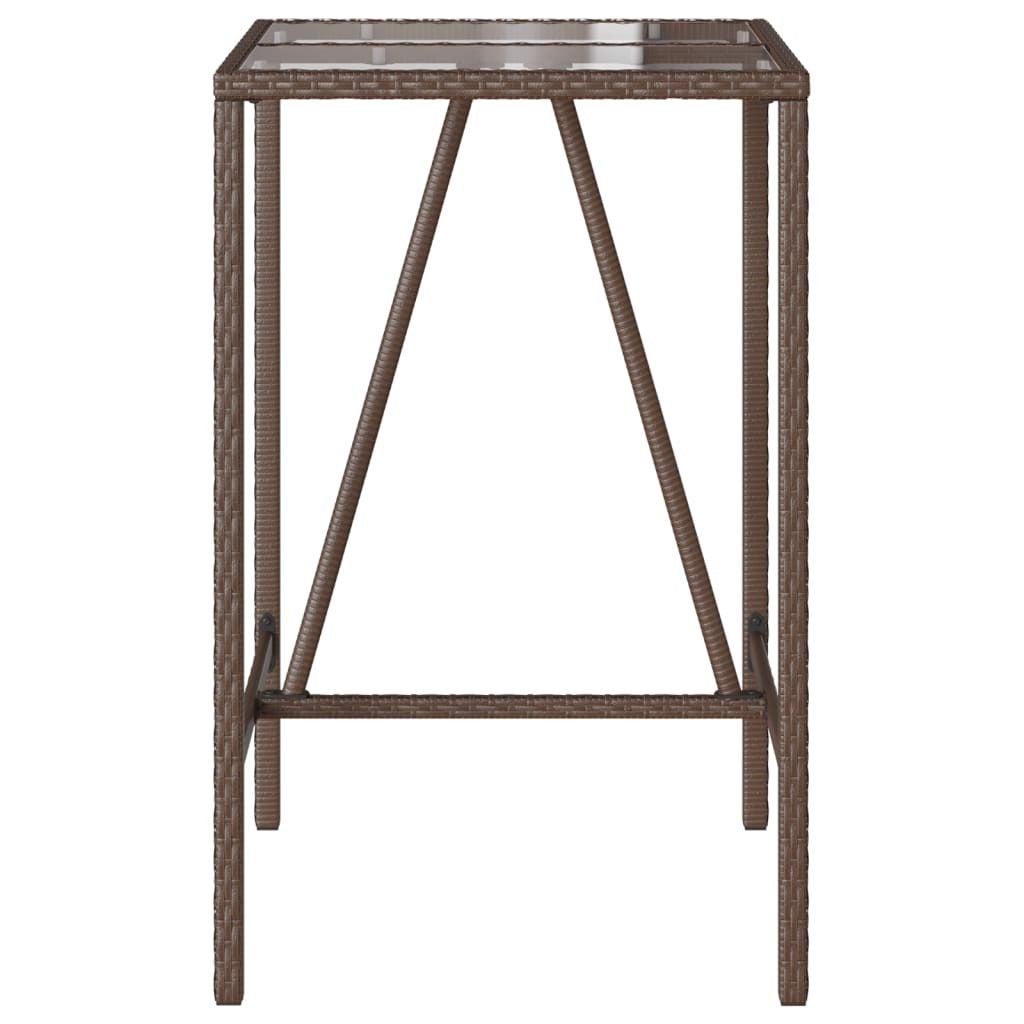 Outdoor Bar Table Brown 27.6"x27.6"x43.3" Poly Rattan