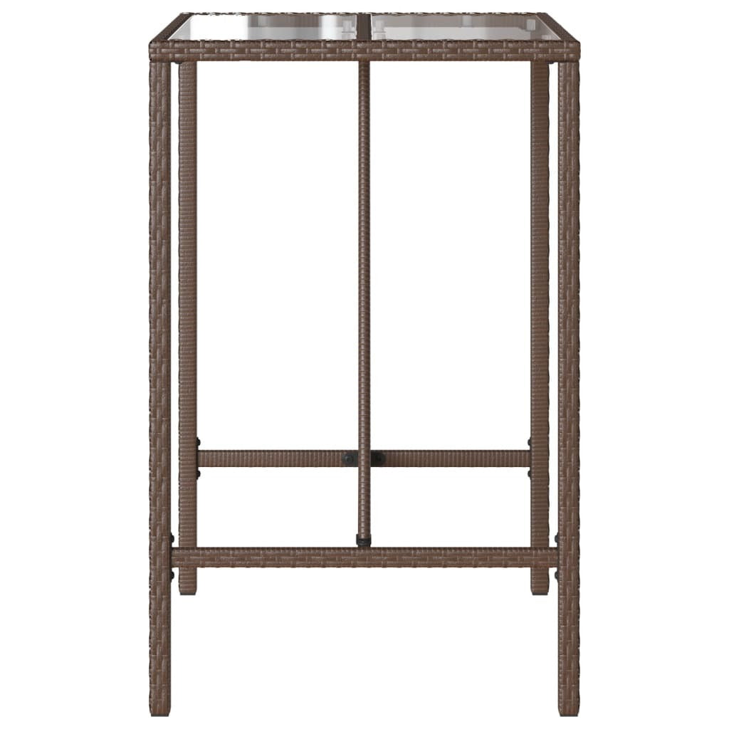 Outdoor Bar Table Brown 27.6"x27.6"x43.3" Poly Rattan
