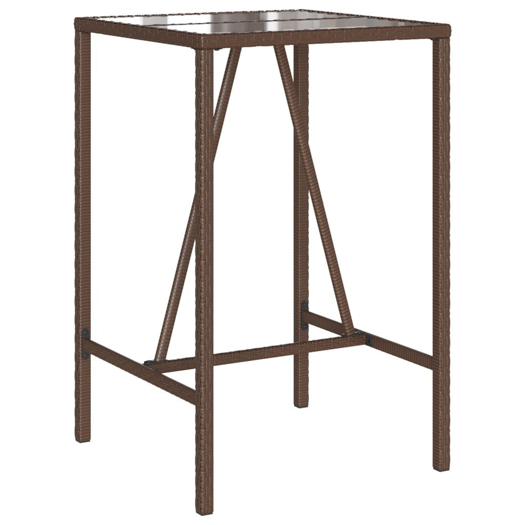 Outdoor Bar Table Brown 27.6"x27.6"x43.3" Poly Rattan