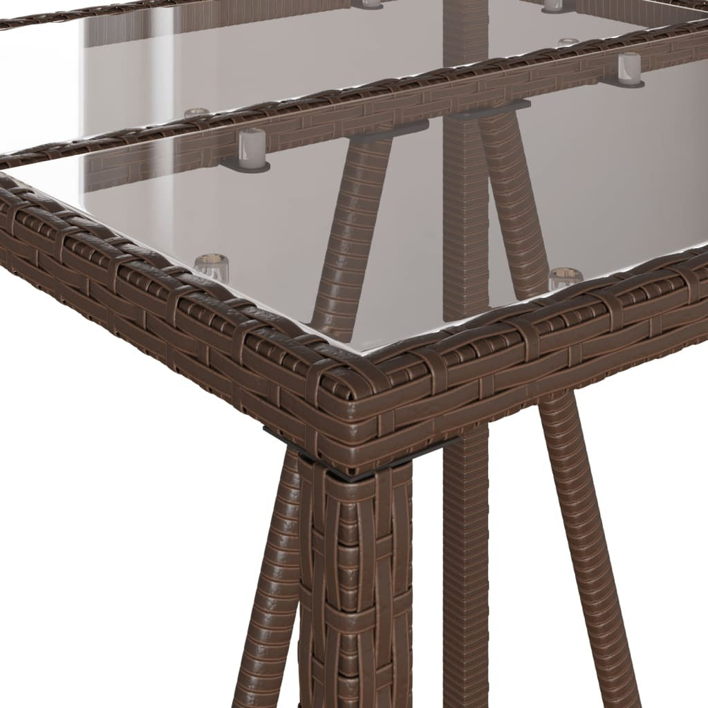 Outdoor Bar Table Brown 27.6"x27.6"x43.3" Poly Rattan