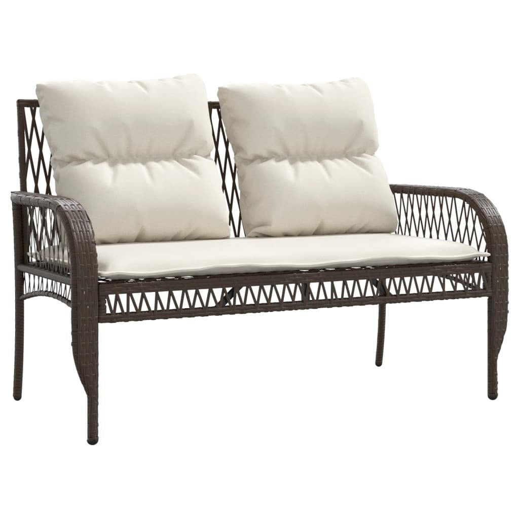 4 Piece Patio Sofa Set with Cushions Brown Poly Rattan