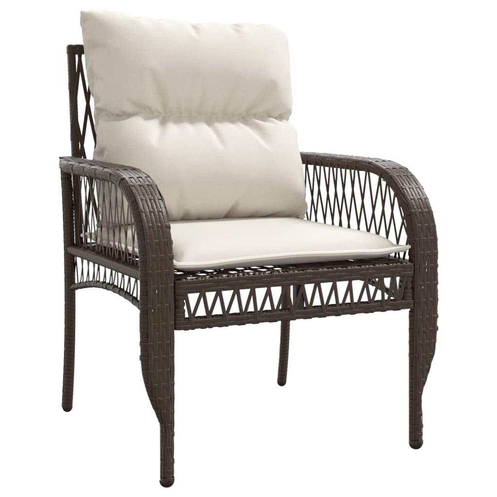 4 Piece Patio Sofa Set with Cushions Brown Poly Rattan