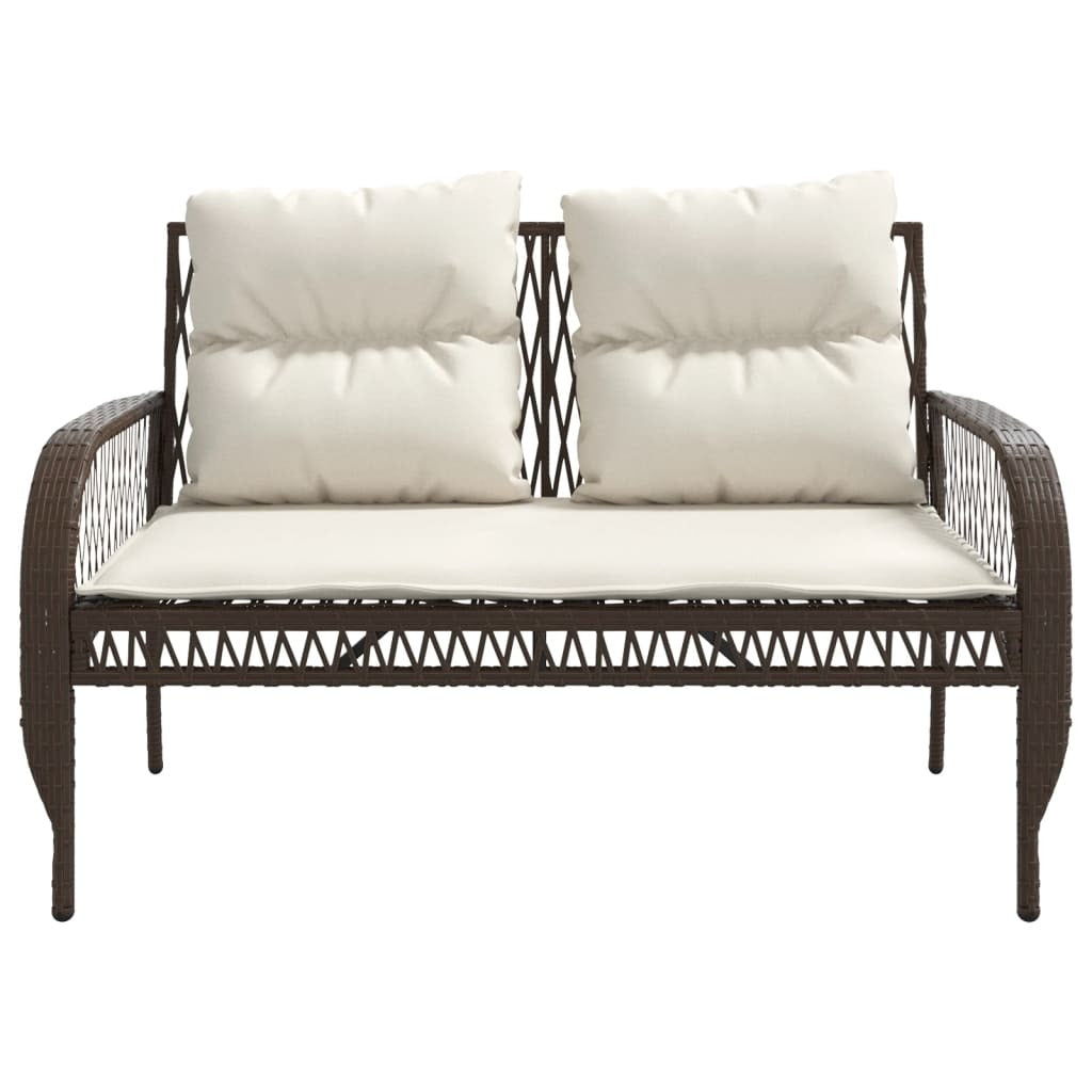 4 Piece Patio Sofa Set with Cushions Brown Poly Rattan