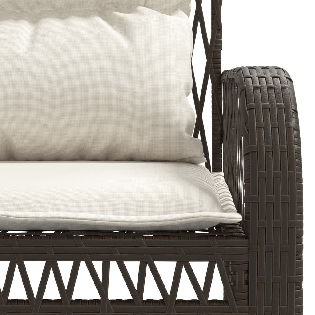 4 Piece Patio Sofa Set with Cushions Brown Poly Rattan