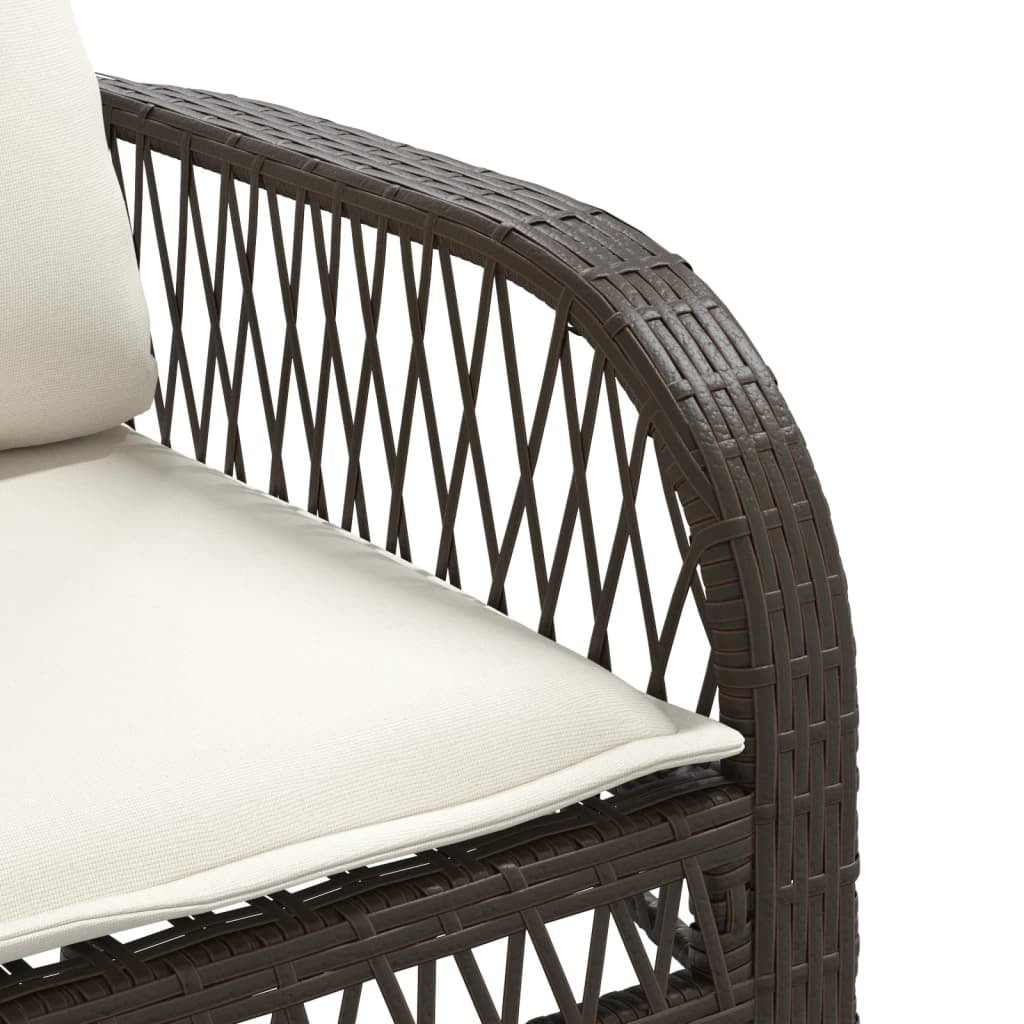 4 Piece Patio Sofa Set with Cushions Brown Poly Rattan