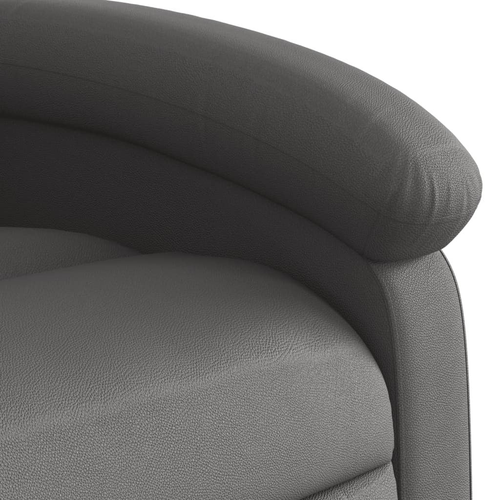 Massage Recliner Chair Gray Real Leather