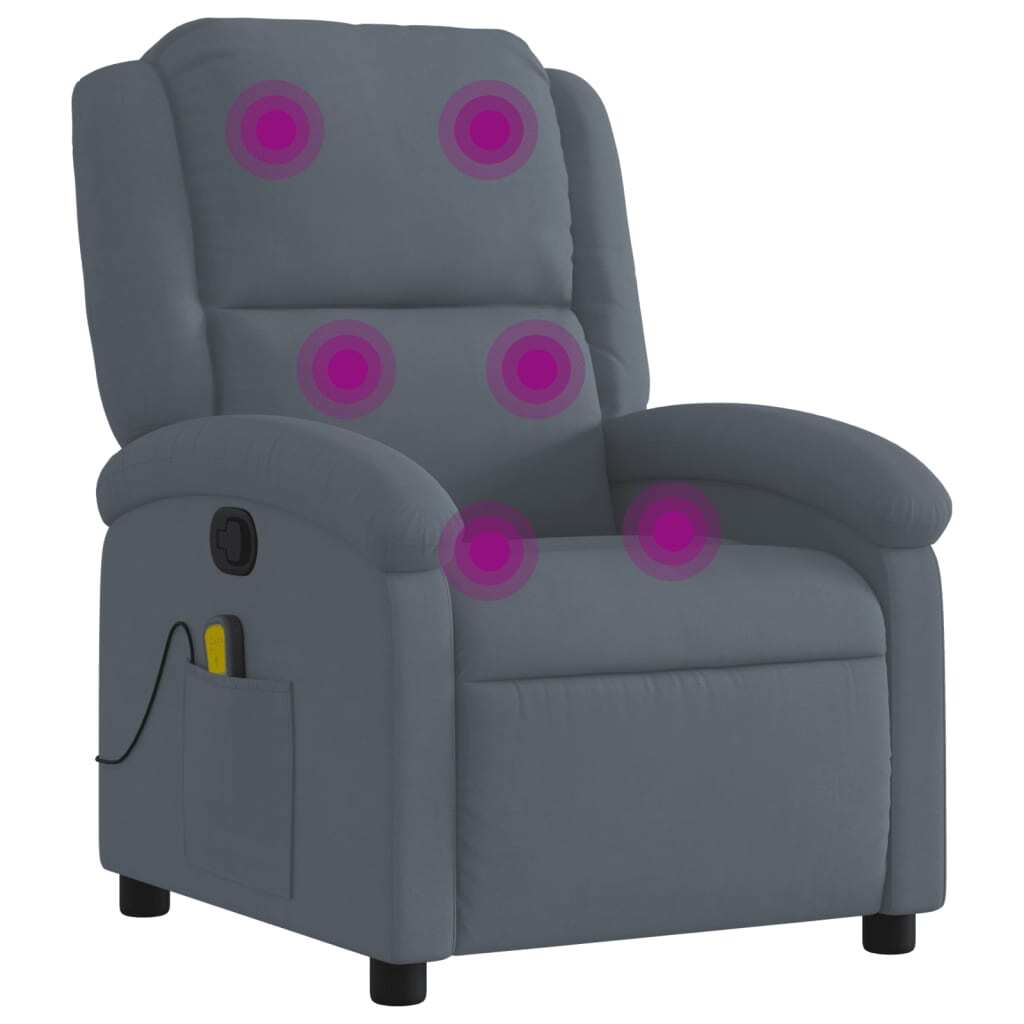 Massage Recliner Chair Dark Gray Velvet