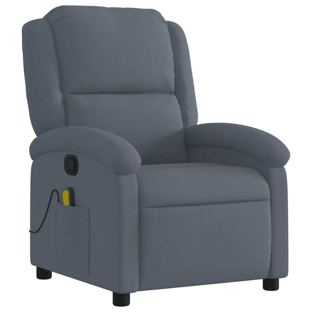 Massage Recliner Chair Dark Gray Velvet