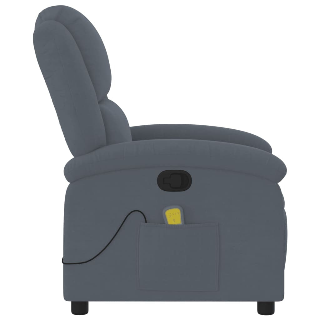 Massage Recliner Chair Dark Gray Velvet