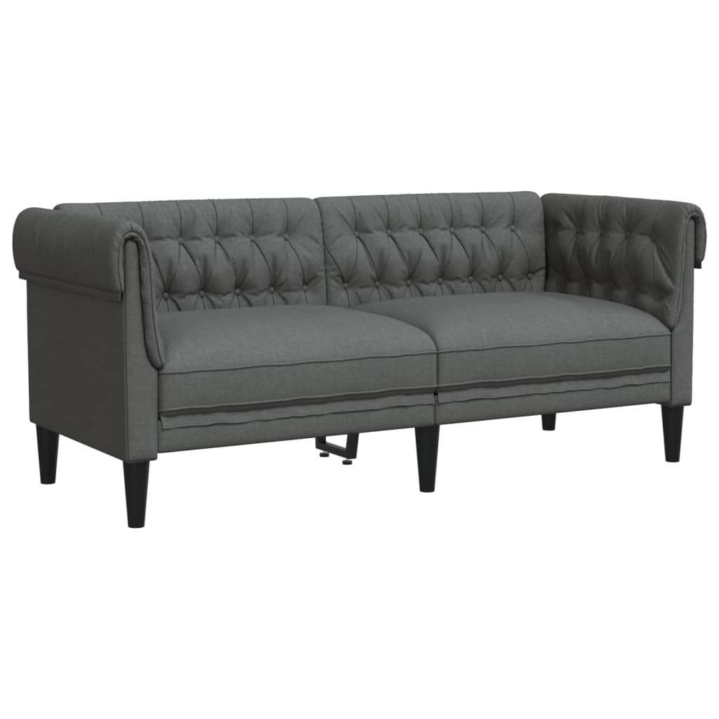 Chesterfield Sofa 2-Seater Dark Gray Fabric