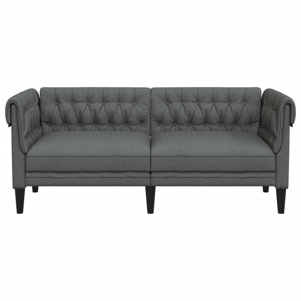 Chesterfield Sofa 2-Seater Dark Gray Fabric