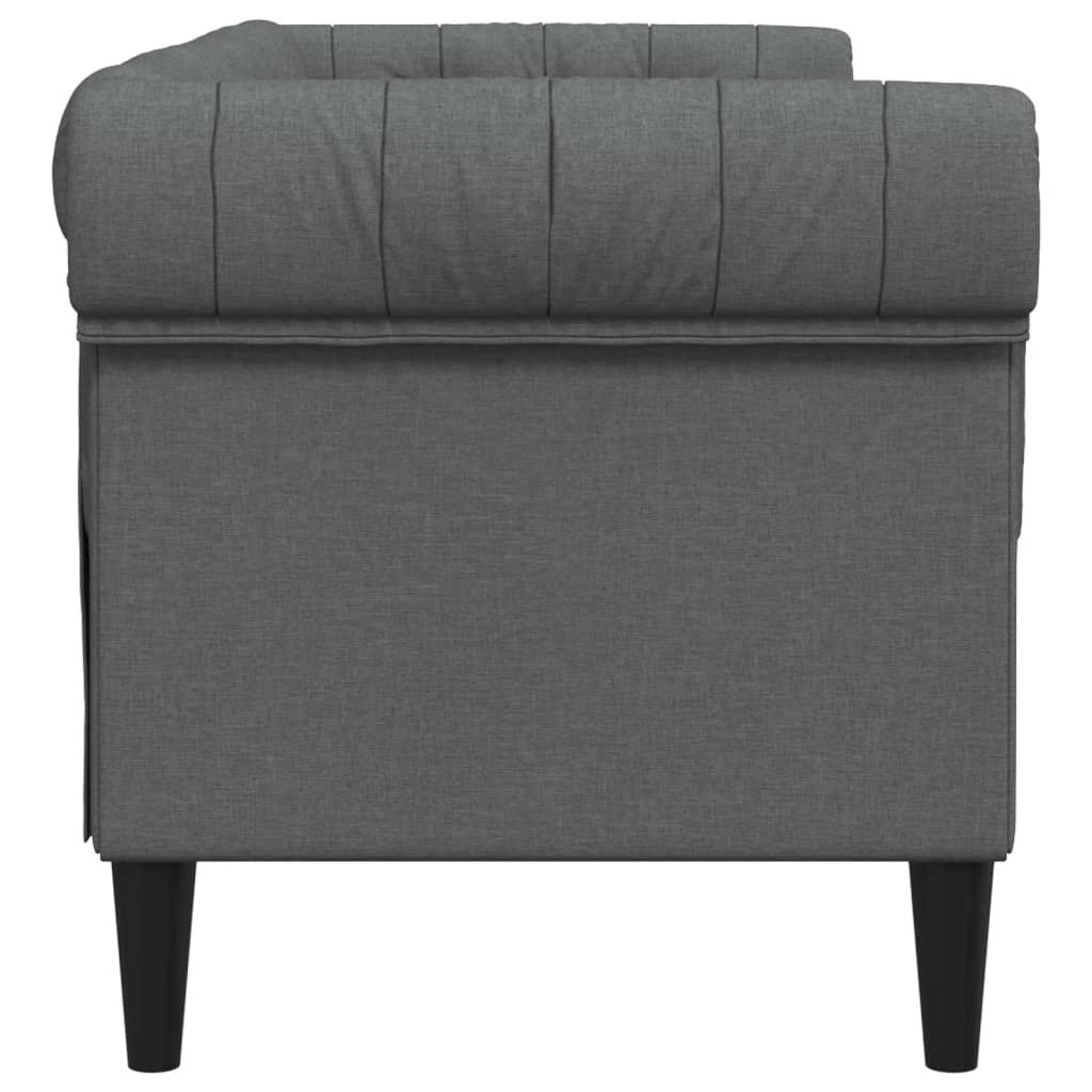 Chesterfield Sofa 2-Seater Dark Gray Fabric