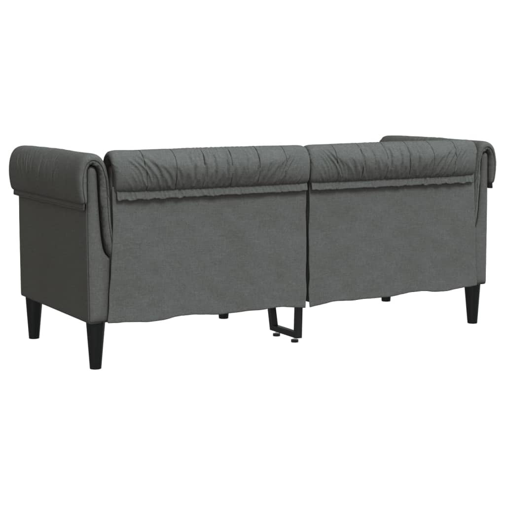 Chesterfield Sofa 2-Seater Dark Gray Fabric