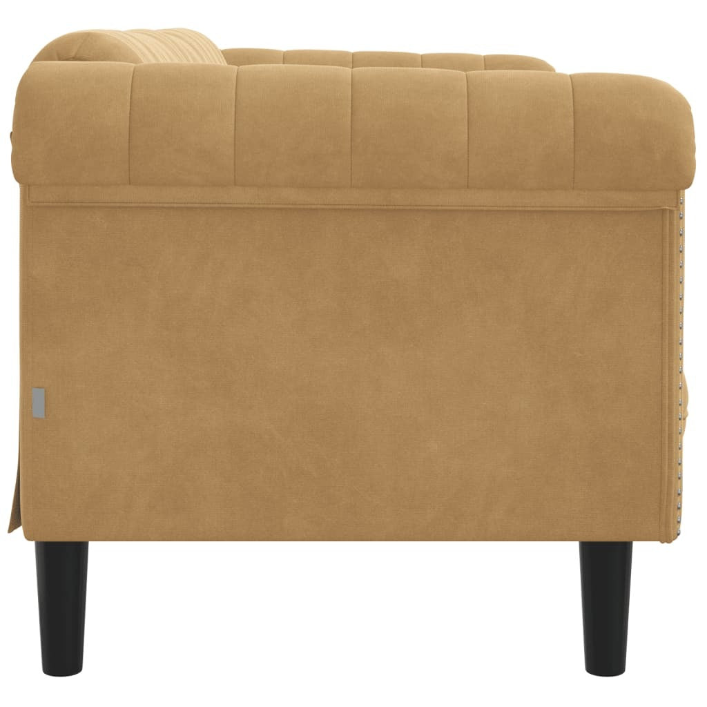 Sofa 2-Seater Brown Faux Suede Leather