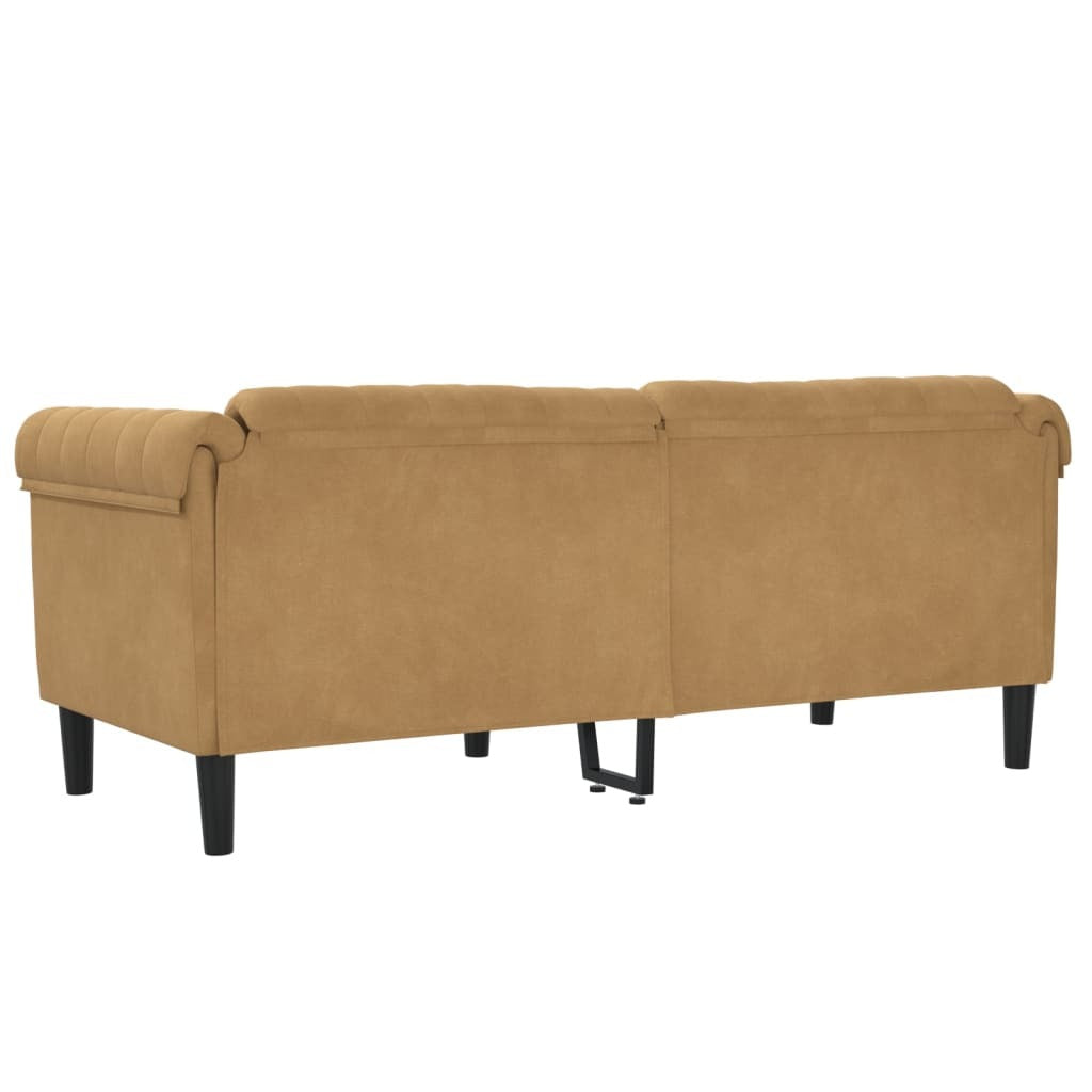 Sofa 2-Seater Brown Faux Suede Leather