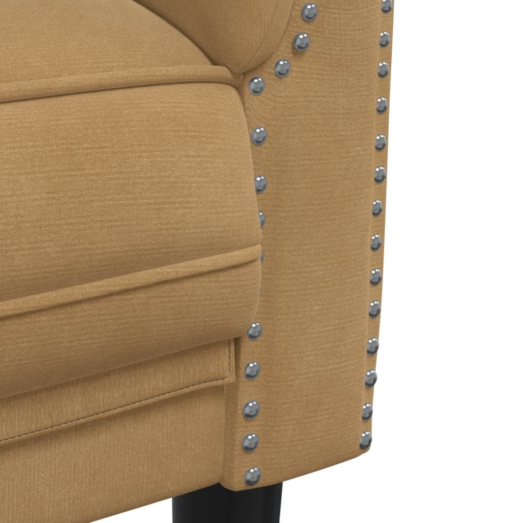 Sofa 2-Seater Brown Faux Suede Leather