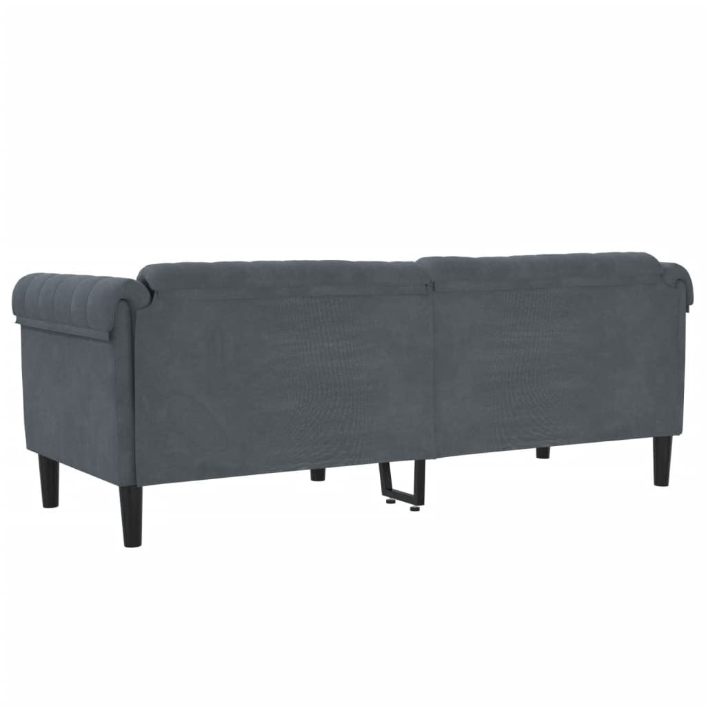 Sofa 3-Seater Dark Gray Velvet