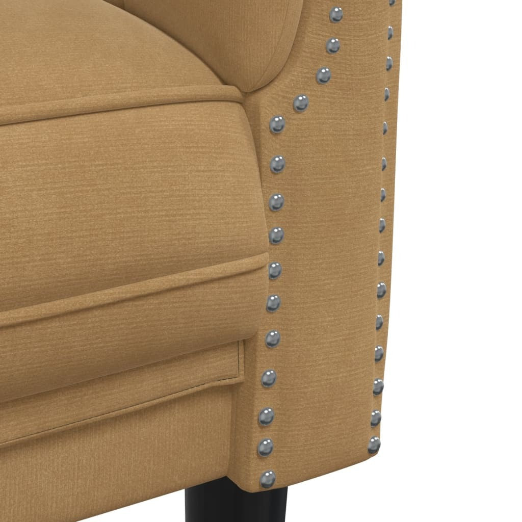Sofa 3-Seater Brown Faux Suede Leather