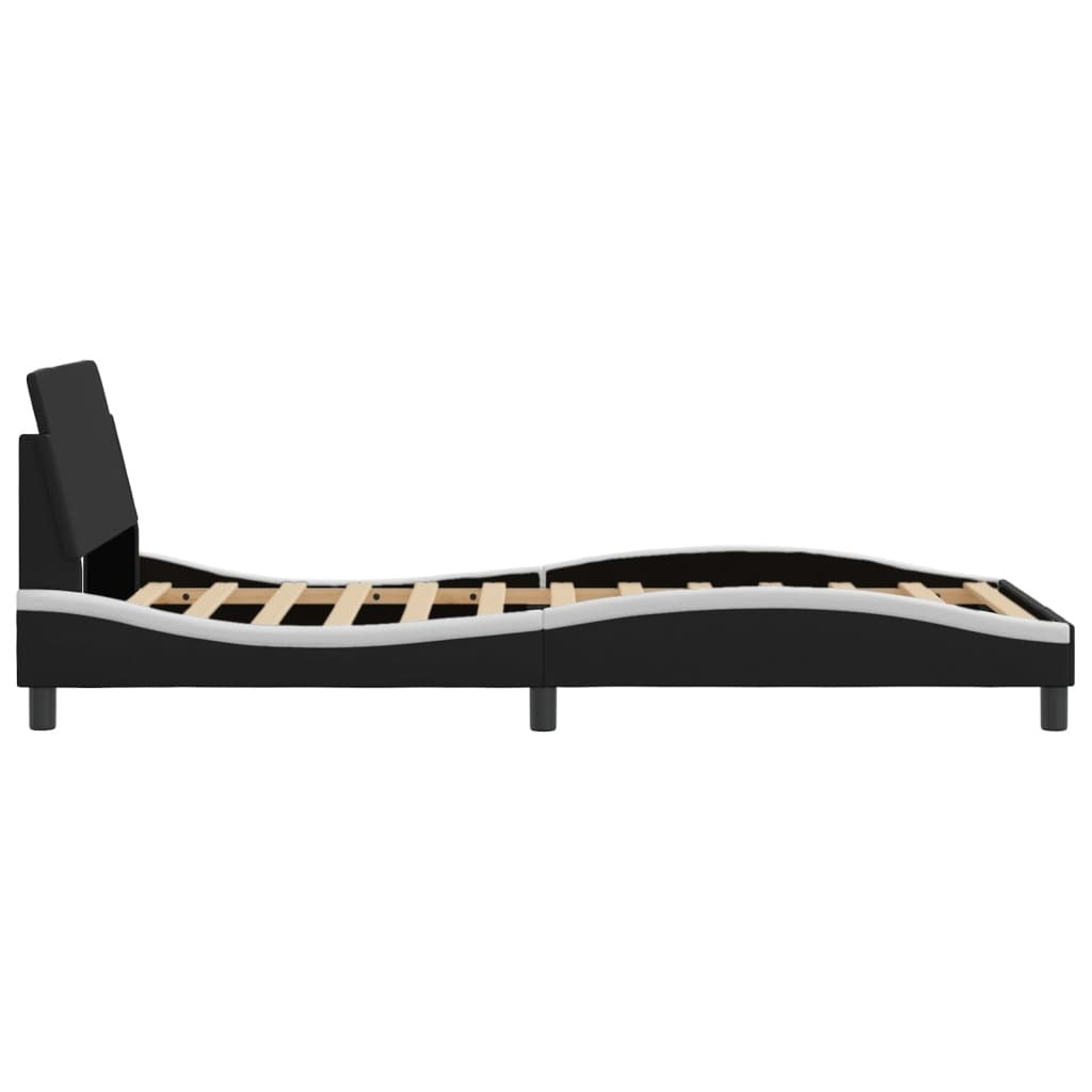 Bed Frame "Dover" Black and White 39.4"x74.8" Faux Leather