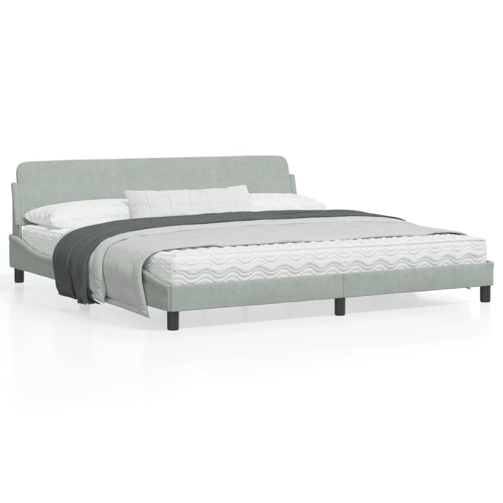 Bed Frame "Dover" Light Gray 76"x79.9" Velvet