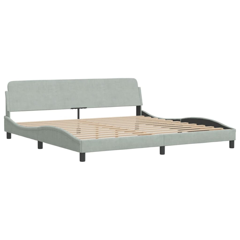 Bed Frame "Dover" Light Gray 76"x79.9" Velvet